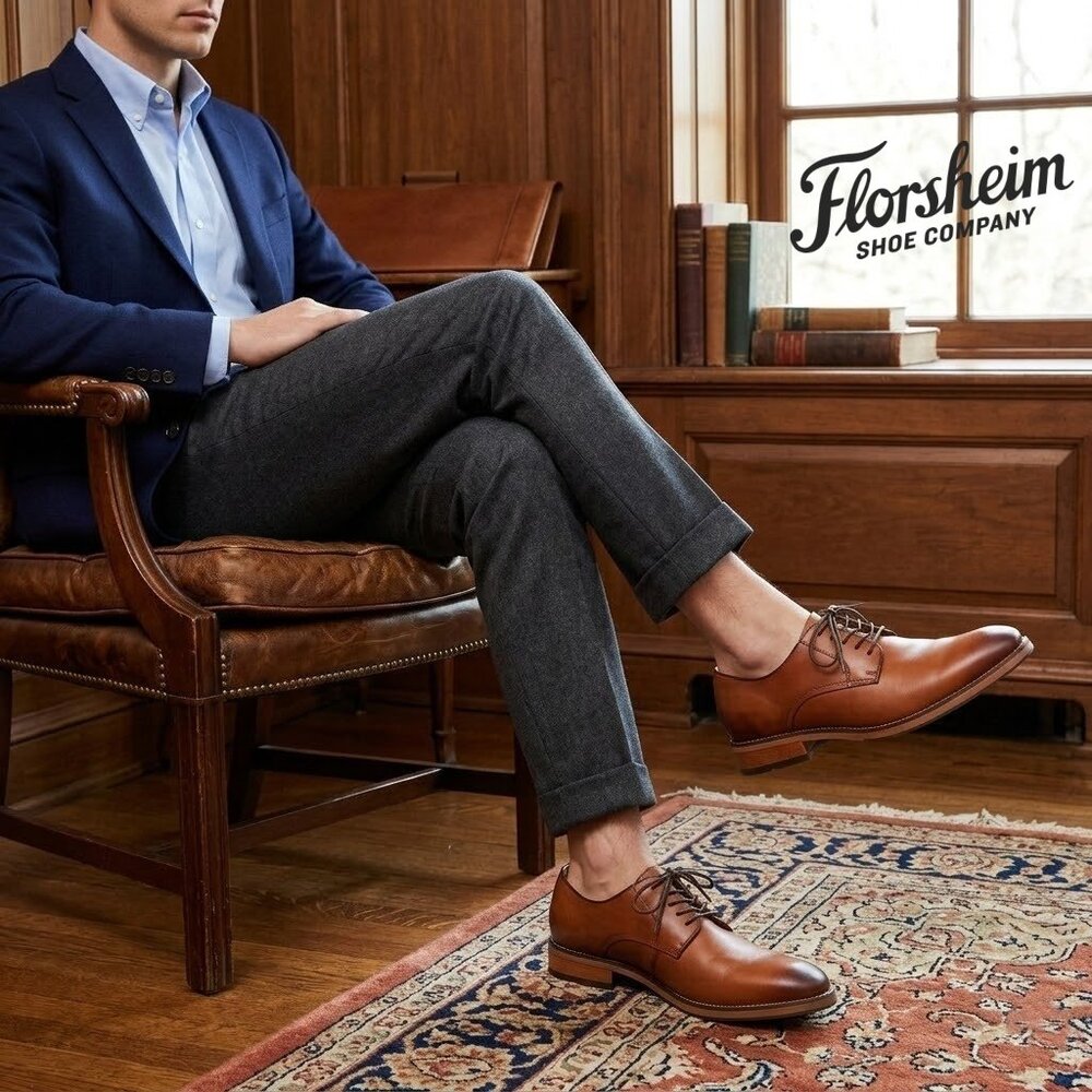 Florsheim Men’s Brown Leather Lace Up Cap Toe Oxford Shoes